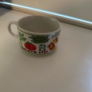 Vintage Soup Mug with Colorful Graphics